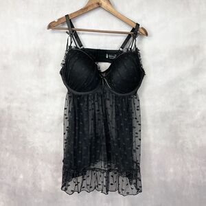 Babydoll‎ Chemise Lingerie Plus Size 2X Sheer Mesh Coquette Whimsigoth Fairy